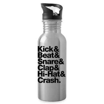 Kick Beat Snare Clap Hi Hat Crash schwarz - Trinkflasche mit integriertem Trinkhalm - Lightsilver - Rechts