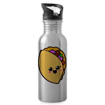 Taco Kawaii - Water bottle with straw - silver - Right