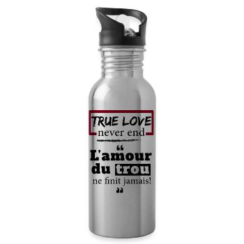 L'amour du trou ne finit jamais - expression camer - Gourde avec paille intégrée - argent clair - Droite