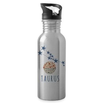 Das Sternbild Stier - Trinkflasche mit integriertem Trinkhalm - Lightsilver - Rechts