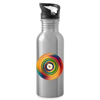 Vinyl vibes - Water bottle with straw - silver - Right