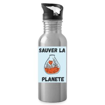 PLANETE. JOUR DE LA TERRE. ECOLOGIE. PLANET. VEGAN - Gourde avec paille intégrée - argent clair - Droite