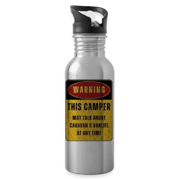 Outdoor Camping Adventure Nature. Funny sayings - Water bottle with straw - silver - Right