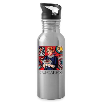 MRS. CUPCAKE - Trinkflasche mit integriertem Trinkhalm - Lightsilver - Rechts
