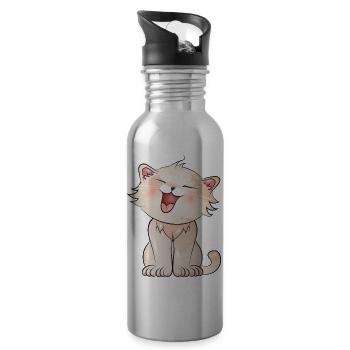 Mignon chat miaulé dans le style comique - Gourde avec paille intégrée - argent clair - Droite