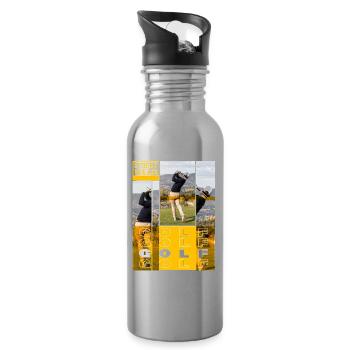 Golf Golf Golfer Sport Hobby Club Vintage - Water bottle with straw - silver - Right