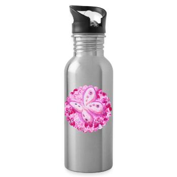 FrühlingsSchmetterlinge - Sonja Ariel von Staden - Trinkflasche mit integriertem Trinkhalm - Lightsilver - Rechts
