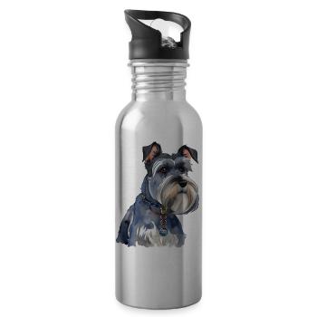 Schnauzer - Gourde avec paille intégrée - argent clair - Droite
