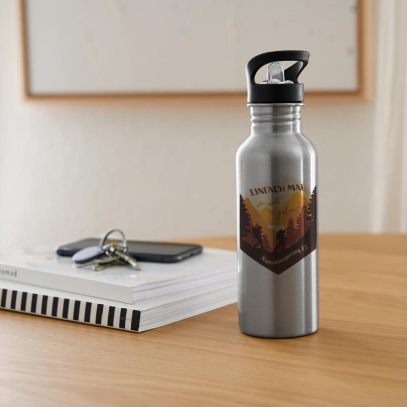 Alpenüberquerung E5 - Einfach mal zu weit gehen Trinkflasche mit integriertem Trinkhalm