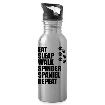 Walk my springer repeat quote - Water bottle with straw - silver - Right