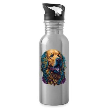 Labrador Hund Hunde Farbenfro - Trinkflasche mit integriertem Trinkhalm - Lightsilver - Rechts