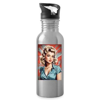 Pinup - Water bottle with straw - silver - Right