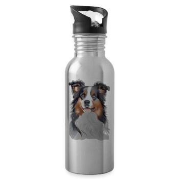 Australischer Schäferhund - Trinkflasche mit integriertem Trinkhalm - Lightsilver - Rechts