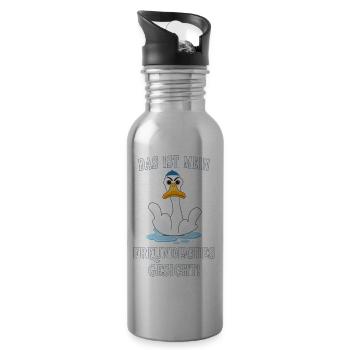 Das ist mein freundliches Gesicht Lustig Humor - Trinkflasche mit integriertem Trinkhalm - Lightsilver - Rechts