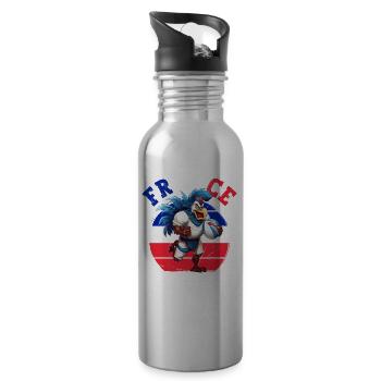 Rooster Rugby Ball Player Fan - Water bottle with straw - silver - Right