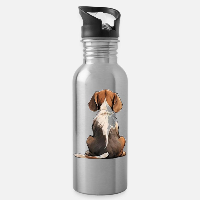 Beagle - Trinkflasche mit integriertem Trinkhalm - Lightsilver