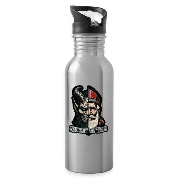 "Frecher oder netter Weihnachtsmann mit zwei Gesichtern VS Krampus - Trinkflasche mit integriertem Trinkhalm - Lightsilver - Rechts