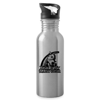 Black Is My Happy Color - Unicorn and Rainbow - Water bottle with straw - silver - Right