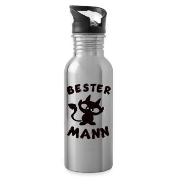 cooles bester Mann Design - Trinkflasche mit integriertem Trinkhalm - Lightsilver - Rechts