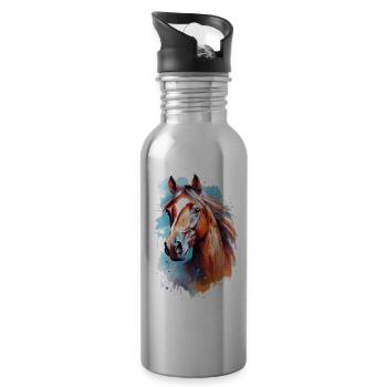 T-shirt élégant au design de cheval pour les sports équestres - Gourde avec paille intégrée - argent clair - Droite