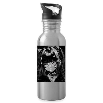anime, girl, gift, otaku, manga, horror - Water bottle with straw - silver - Right