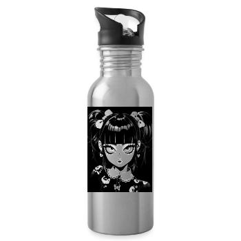 anime, girl, gift, otaku, manga, horror - Water bottle with straw - silver - Right