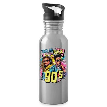 des années 90 des années 90 coloré musique fête carnaval costume - Gourde avec paille intégrée - argent clair - Droite