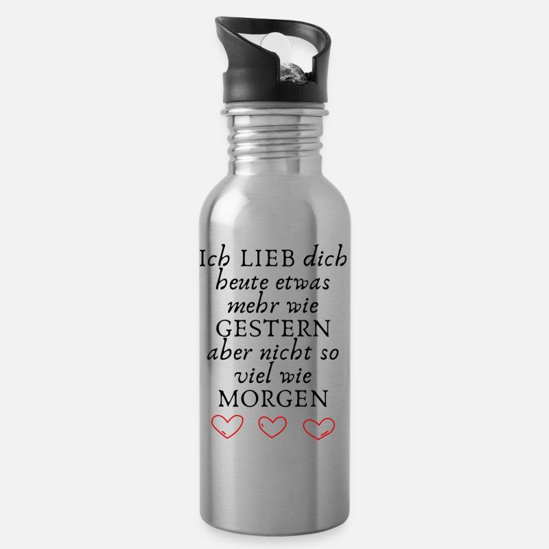 Liebeserklärung - Trinkflasche mit integriertem Trinkhalm - Lightsilver