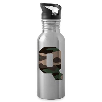 Buchstabe Q Militärische Tarnung - Geschenkidee - Trinkflasche mit integriertem Trinkhalm - Lightsilver - Rechts