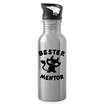 cooles bester Mentor Design mit Teufelchen - Trinkflasche mit integriertem Trinkhalm - Lightsilver - Rechts