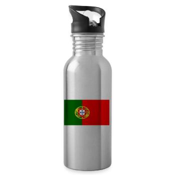 i speak PORTUGUESE funny gift for Brazil - Water bottle with straw - silver - Right