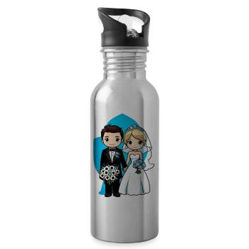 Just Married - Zur Hochzeit - Trinkflasche mit integriertem Trinkhalm - Lightsilver - Rechts