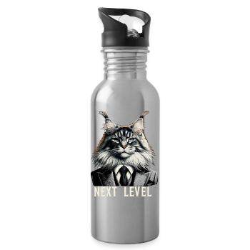 Maine Coon Cat Next Level Costume Cadeau de réussite - Gourde avec paille intégrée - argent clair - Droite