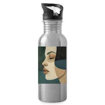 Poster Minimalist Portrait 3 - Trinkflasche mit integriertem Trinkhalm - Lightsilver - Rechts
