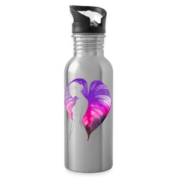 Blumen Frauen Mädchen Mode Design Kunst Weiblicher Stil - Trinkflasche mit integriertem Trinkhalm - Lightsilver - Rechts