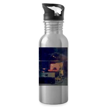 Where's The Guitarist - Trinkflasche mit integriertem Trinkhalm - Lightsilver - Rechts