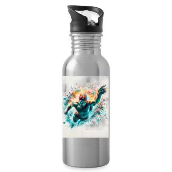 Aquarell-Schwimmer - Trinkflasche mit integriertem Trinkhalm - Lightsilver - Rechts