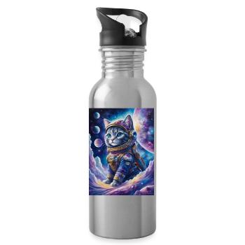 chat astronaute - Gourde avec paille intégrée - argent clair - Droite