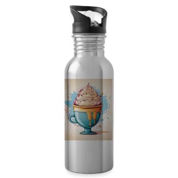 Eisbecher Sommer - Trinkflasche mit integriertem Trinkhalm - Lightsilver - Rechts
