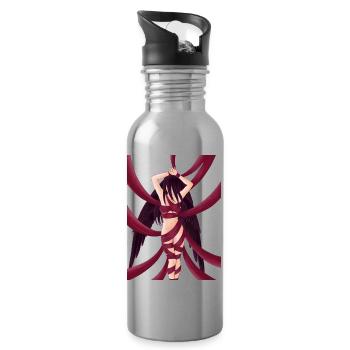 Bondage BDSM Rope Girl Woman Ropebunny Engel Black - Trinkflasche mit integriertem Trinkhalm - Lightsilver - Rechts