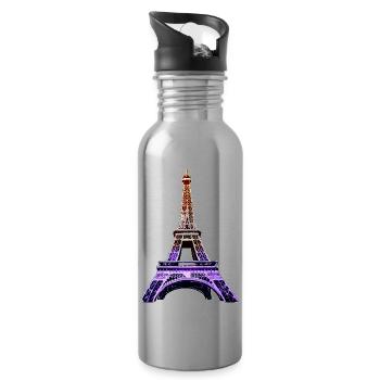 Eiffelturm #10 - Trinkflasche mit integriertem Trinkhalm - Lightsilver - Rechts