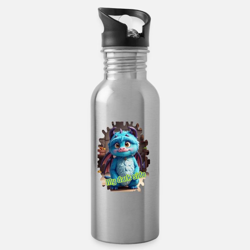 Monster 20 - Trinkflasche mit integriertem Trinkhalm - Lightsilver