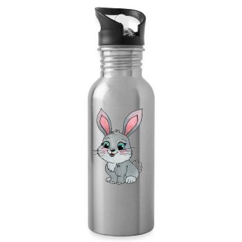Kleiner Hase - Trinkflasche mit integriertem Trinkhalm - Lightsilver - Rechts