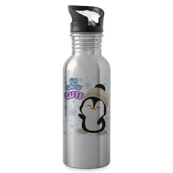 Niedlicher Winter-Pinguin-Pullover für Damen, ich bin schneeweiß süß - Trinkflasche mit integriertem Trinkhalm - Lightsilver - Rechts