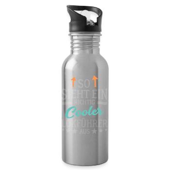 So sieht ein richtig cooler Lokführer aus - Trinkflasche mit integriertem Trinkhalm - Lightsilver - Rechts