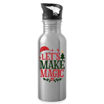 Christmas Magic - Santa Claus - Party - Water bottle with straw - silver - Right
