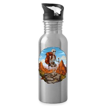 Skelette Wandern / Bergsteiger Skelett - Trinkflasche mit integriertem Trinkhalm - Lightsilver - Rechts
