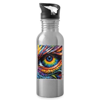 Eye of the Dragon 1 - Water bottle with straw - silver - Right