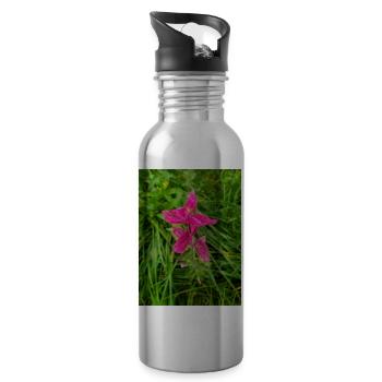 Wilder Muskateller, auch Einjähriger Muskateller, Salvia viridis L. - Trinkflasche mit integriertem Trinkhalm - Lightsilver - Rechts