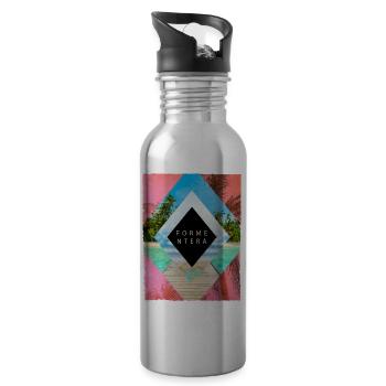 Formentera Sommer Sonne Strand Meer Palmen Urlaub - Trinkflasche mit integriertem Trinkhalm - Lightsilver - Rechts